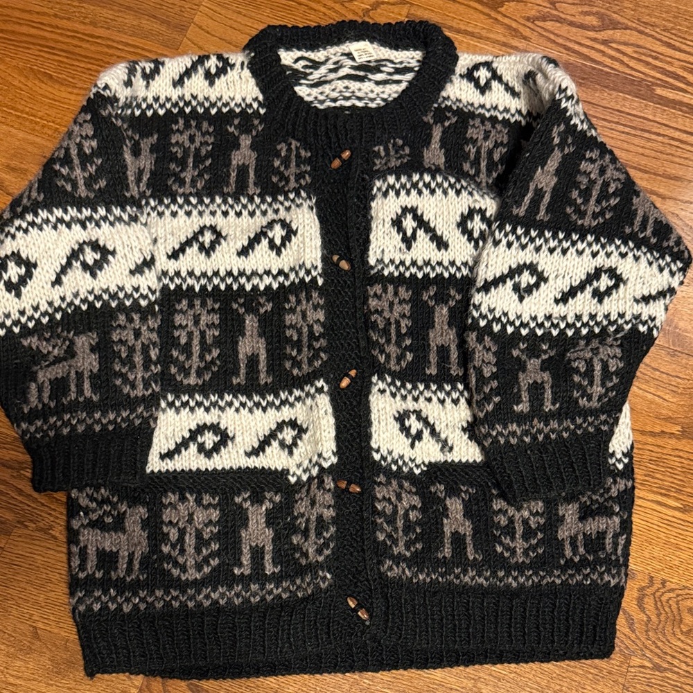 Nepalese wool handknit cardigan sweater